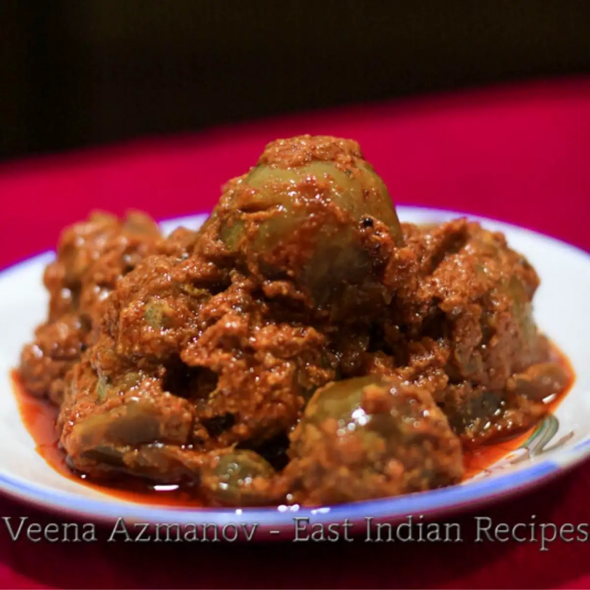 A plate with brinjal pickle