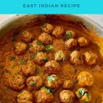 Pinterest image for meatballs in coconut curry.