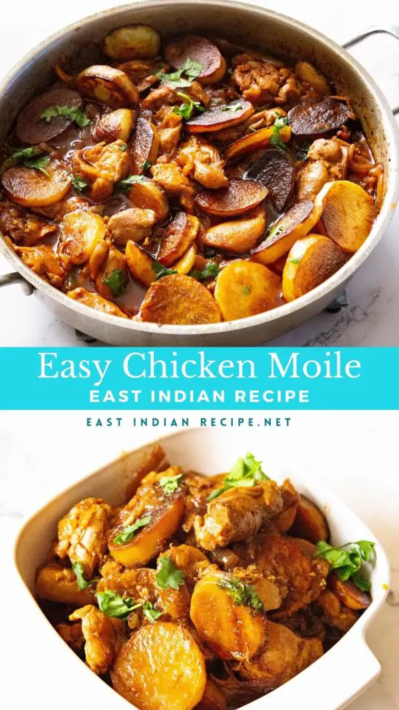 Pinterest image for East Indian Moile with Chicken.