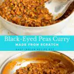 Pinterest image for Indian curry with black eyed peas.