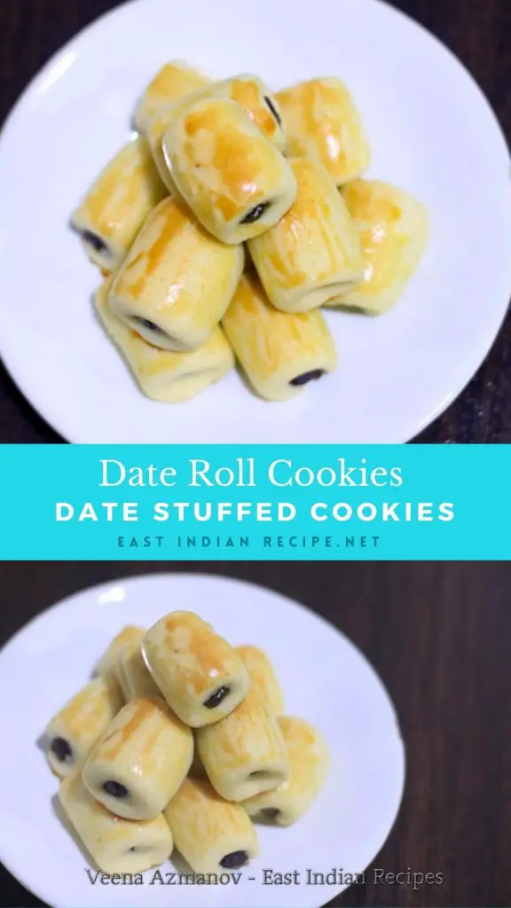 Pinterest image for date roll cookies.