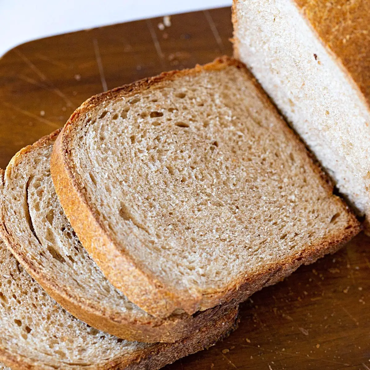 Whole wheat bread slices.