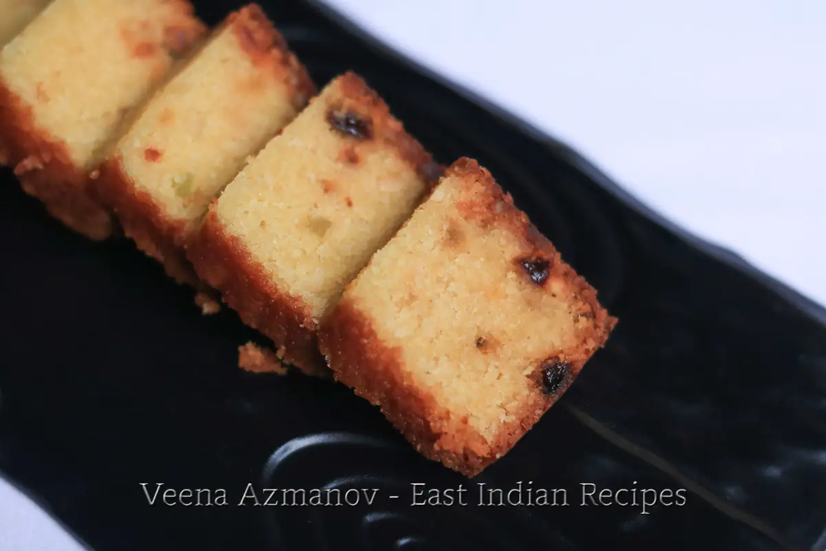 A fruitcake made with dried plums and semolina
