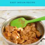 Pinterest image for chicken curry with bottle masala.
