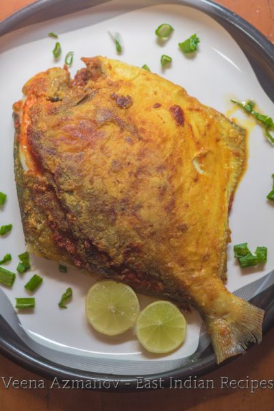 This East Indian style stuffed fried pomfret is absolutely delicious. The pomfret is slit and stuffed with a homemade masala that is easy to make