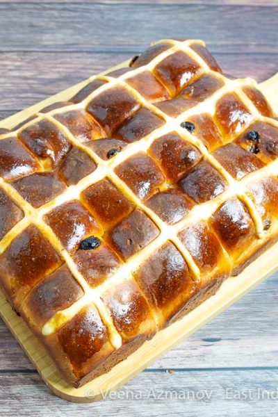 Homemade Bread Buns for Easter with a Cross - Hot Cross Buns