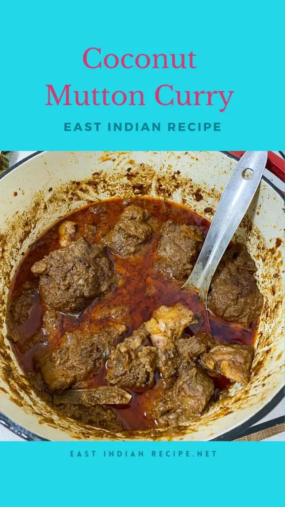 Pinterest image for Coconut mutton curry.