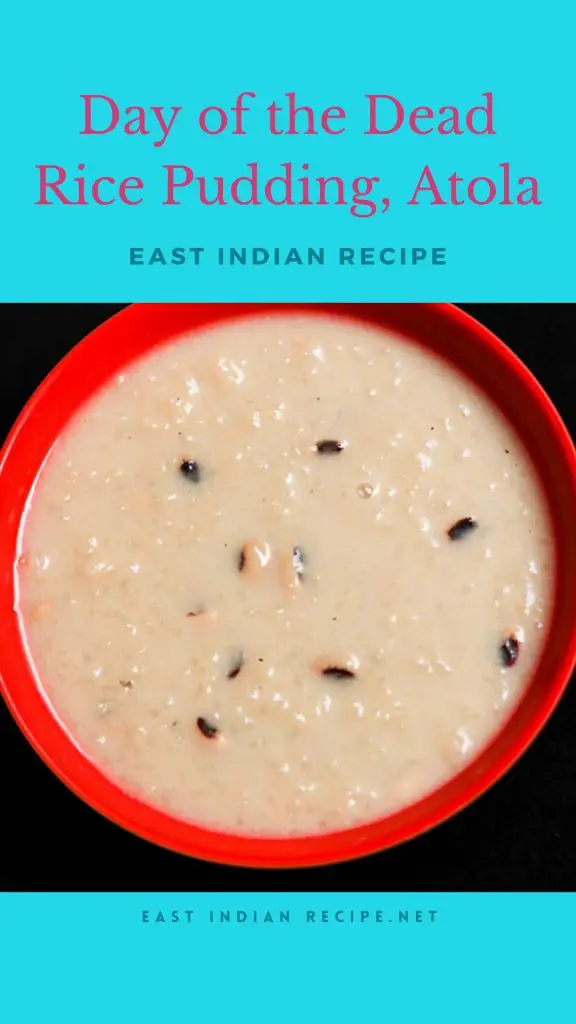 Pinterest image for rice pudding with jaggery.