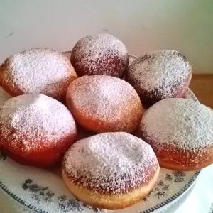 Jam donuts on a platter