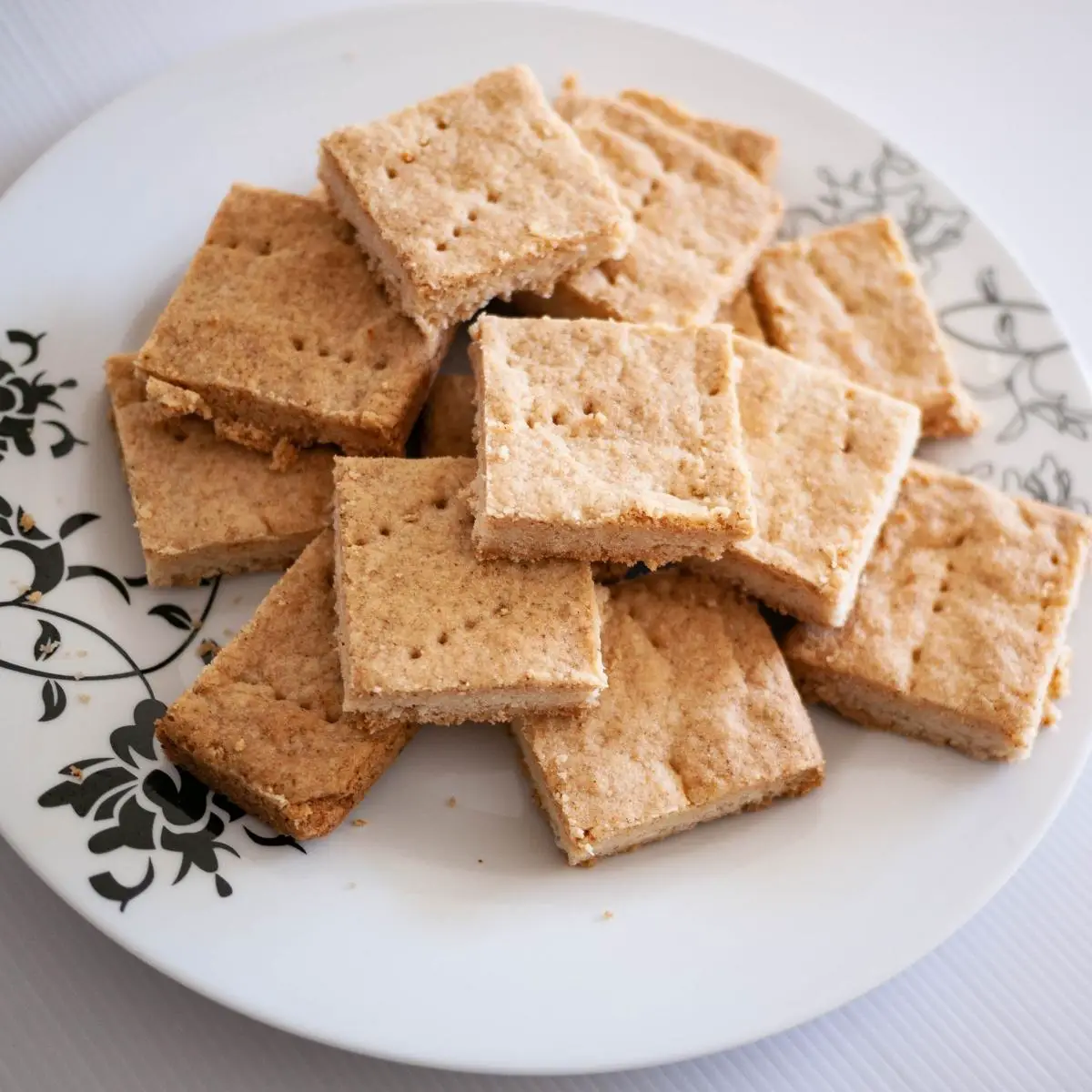 A plate with shortbread squares.
