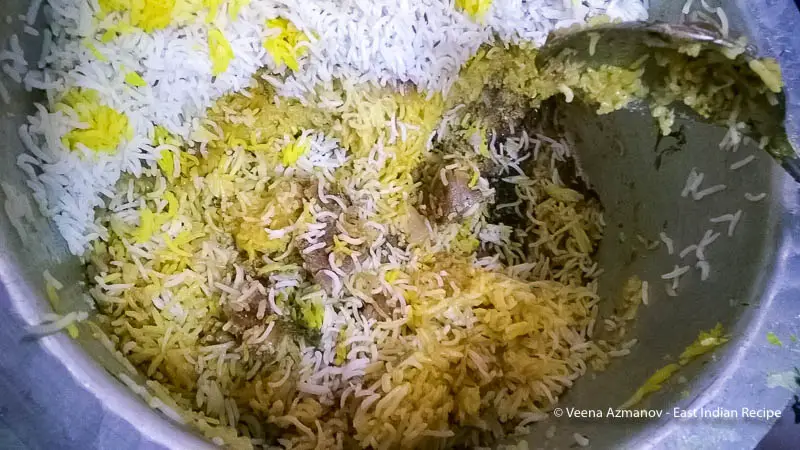 Biryani in a aluminum pot