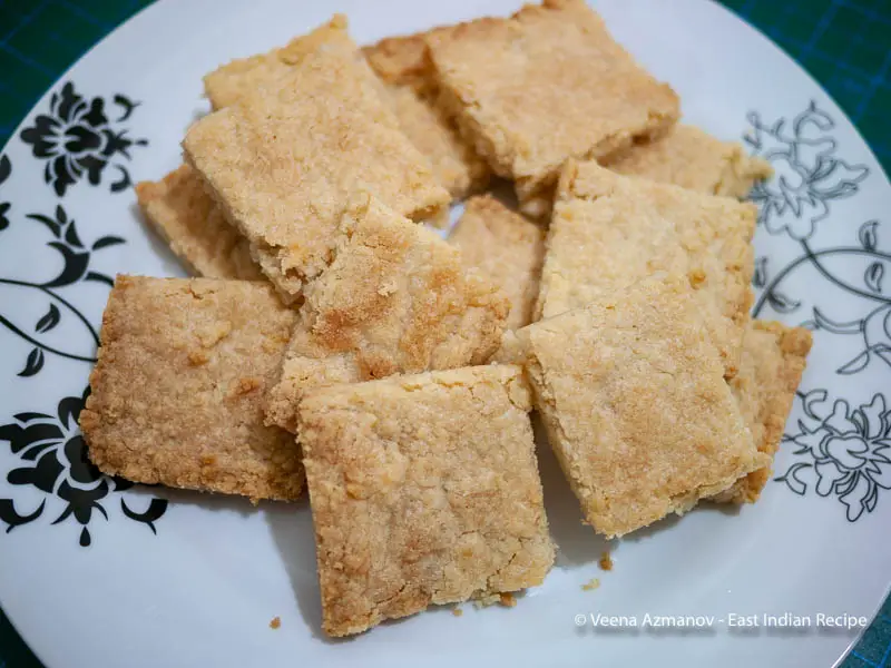 Shortbread squares on a white plate