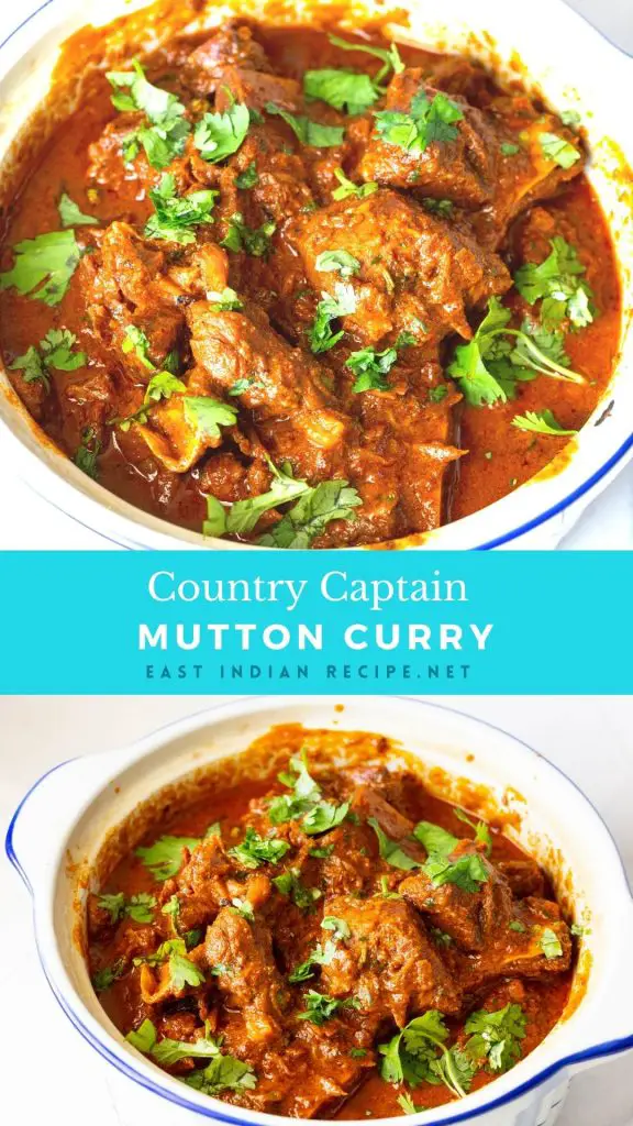 Pinterest image for country captain mutton curry.