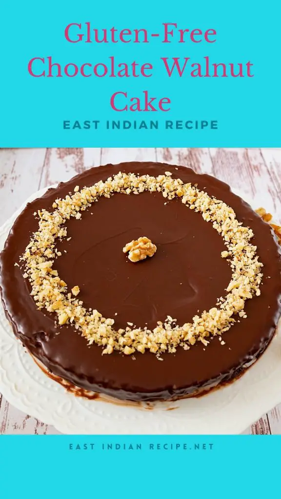 Pinterest image for walnut cake with chocolate.