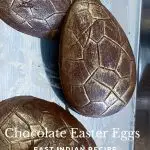 Pinterest image for easter eggs with chocolate ganache.