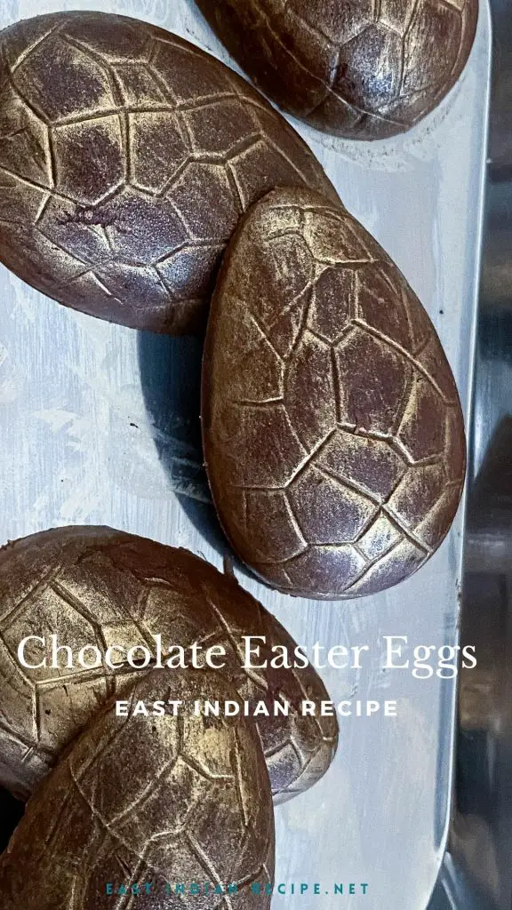 Pinterest image for easter eggs with chocolate ganache.