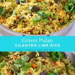 Pinterest image for Green Rice with Cilantro.