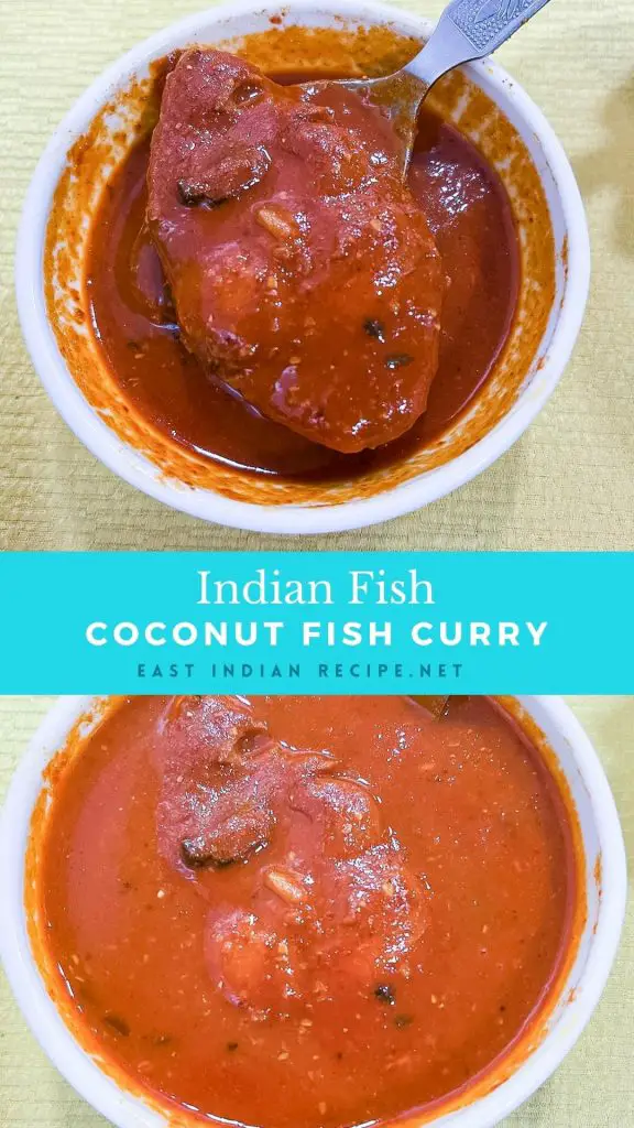 Pinterest image for fish curry with coconut.