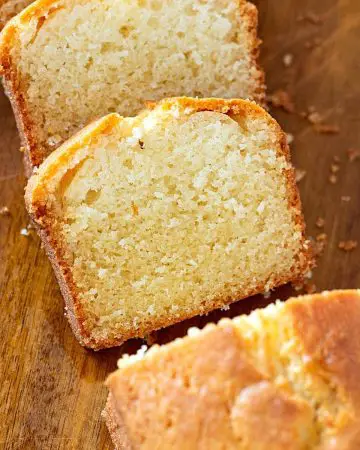 A cake baked in the loaf pan.