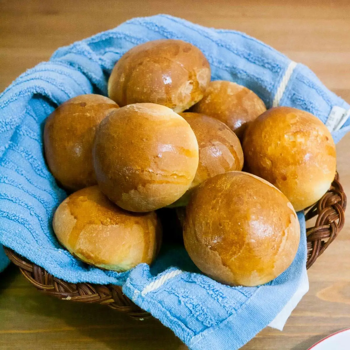 A basket with rolls.