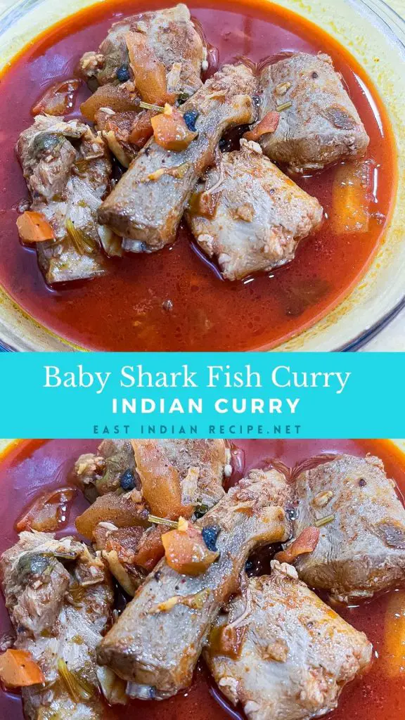 Pinterest image for shark fish curry.