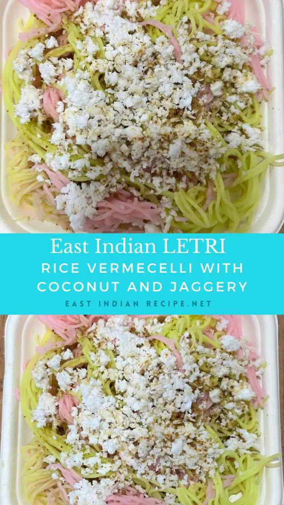 Pinterest image for letri with coconut and jaggery.