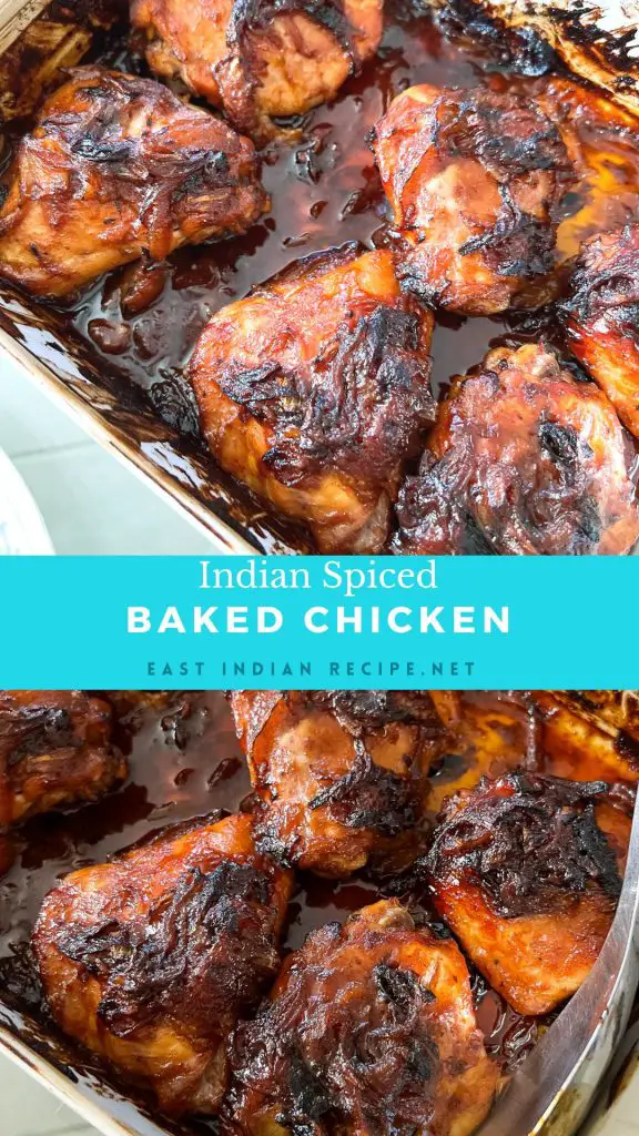 Pinterest image for baked curry chicken.
