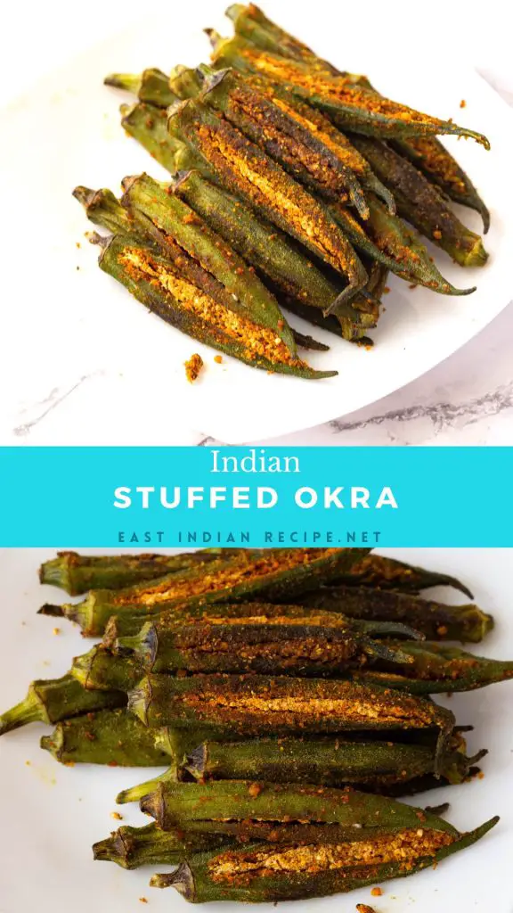 Pinterest image for Okra with stuffing.