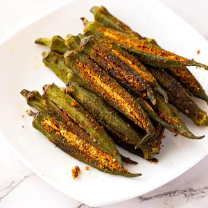 Stuffed okra on a plate.