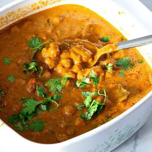 A casserole with Punjabi chole recipe.