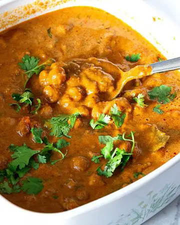 A casserole with Punjabi chole recipe.