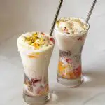 Two tall glasses with falooda.