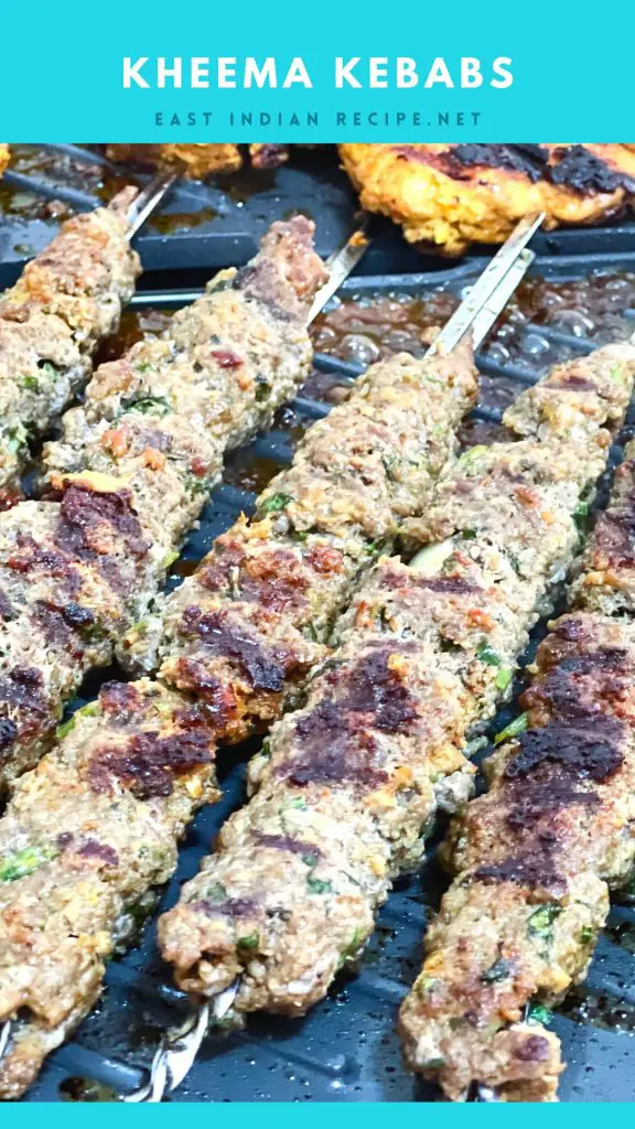 Pinterest image for making ground beef kebabs.