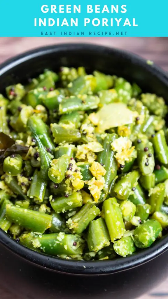 Pinterest image for green beans Indian recipe.