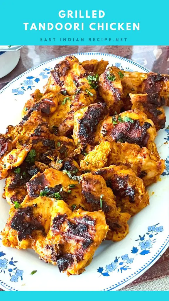 Pinterest image for grilled tandoori chicken.