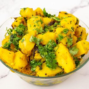 A bowl with potato masala.