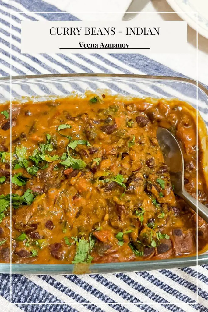 Pinterest image for curry with beans.