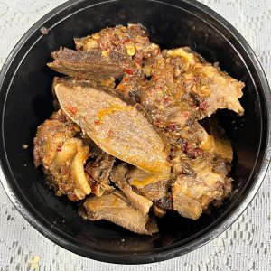 Pot roast tongue in a bowl.