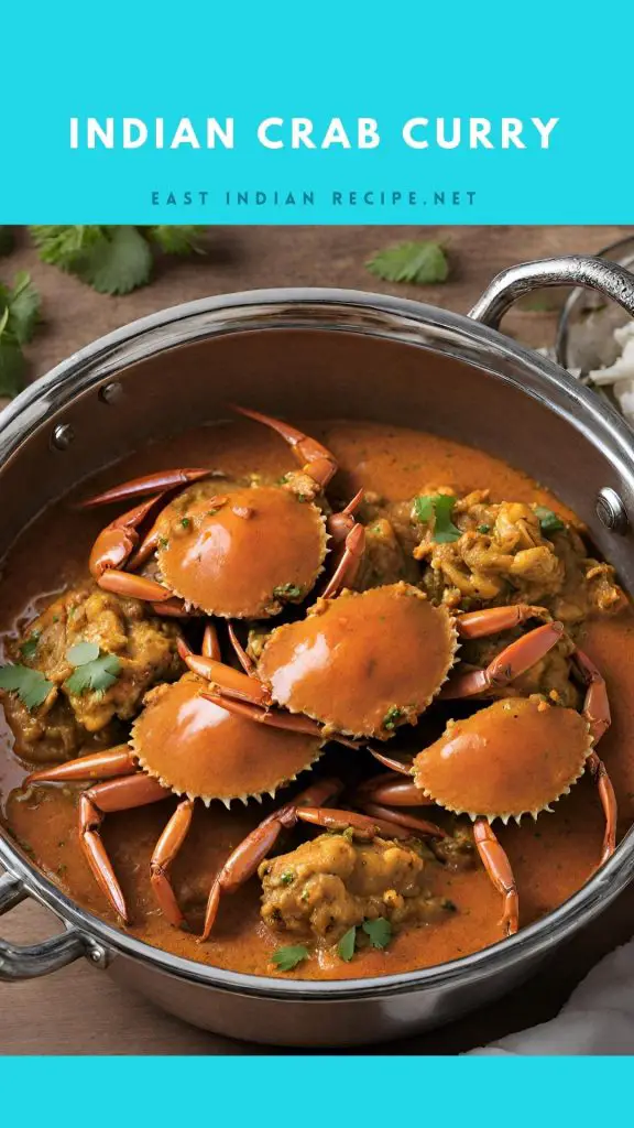 Pinterest image for Indian crab curry.