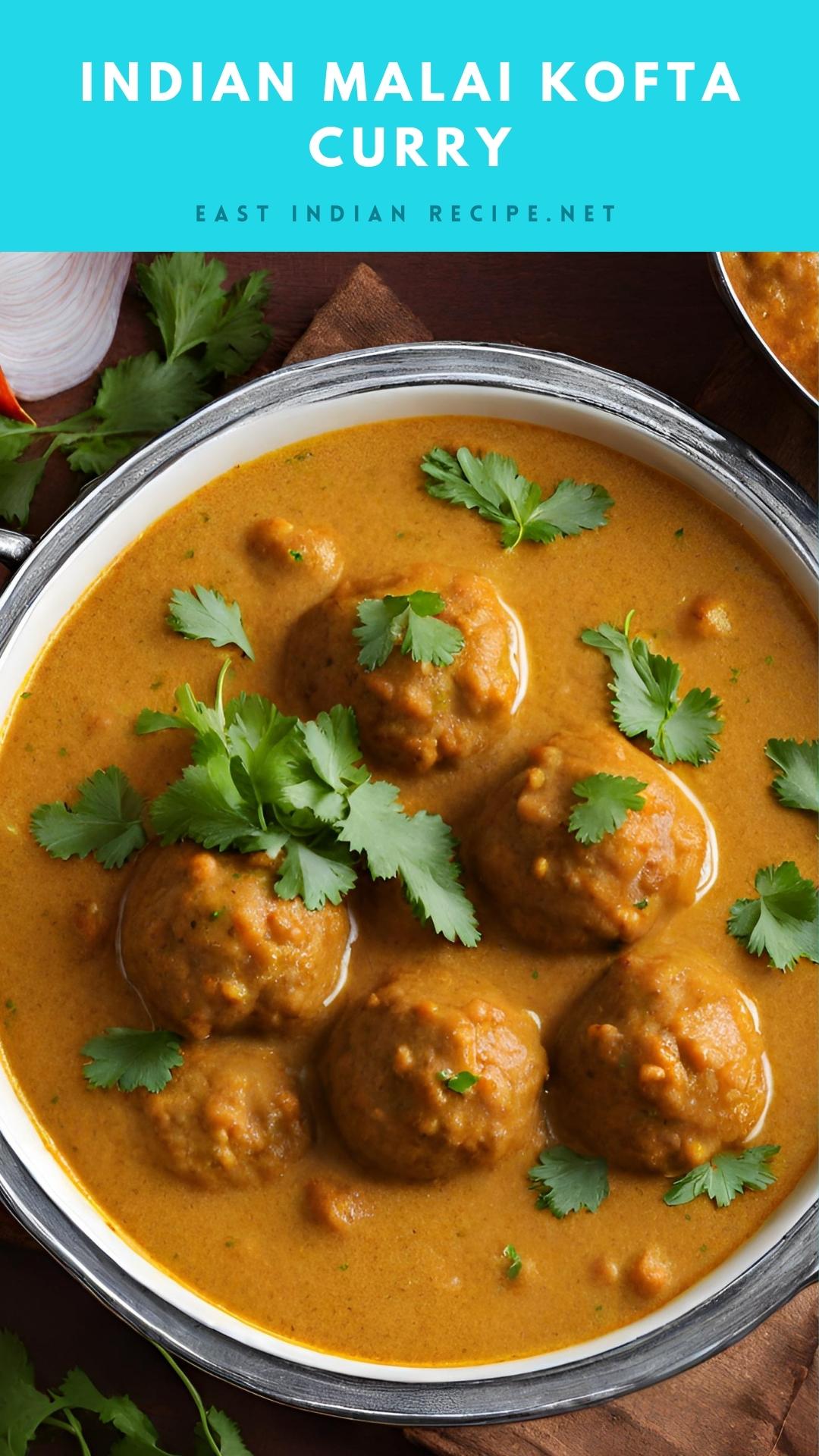 Pinterest image for malai kofta curry.