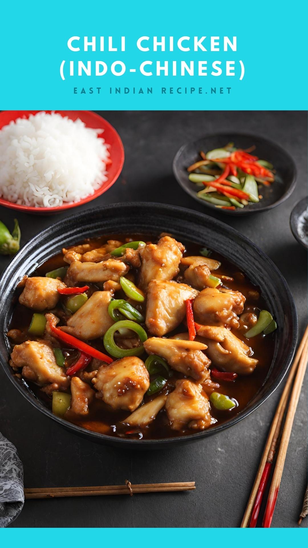 Pinterest image for Chili Chicken Indo Chinese Recipe.
